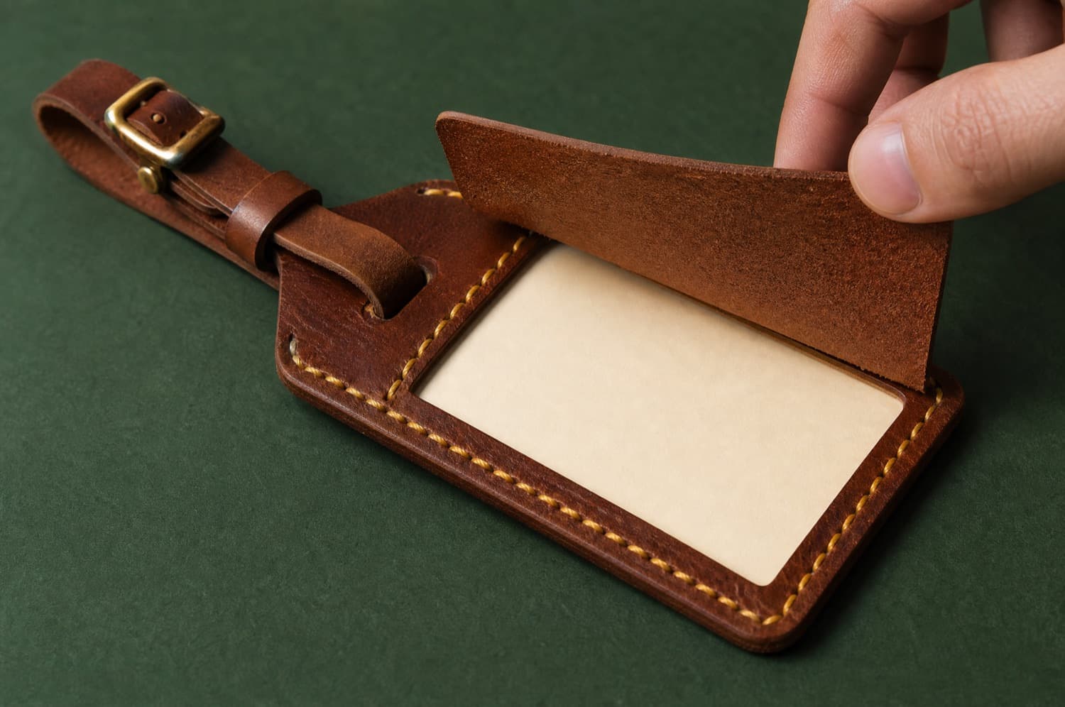 Tag Privacy Flap opened out to show its pockets and slots